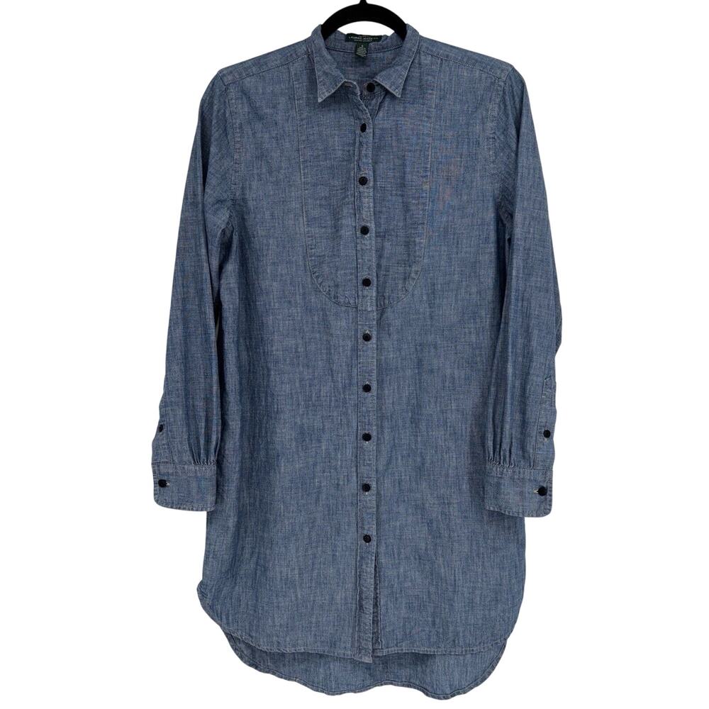 LRL Lauren Jeans Co Denim Shirt Dress Small Tunic Classic Americana Ralph Lauren